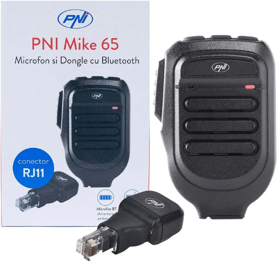 Mikrofonas ir „Bluetooth“ adapteris PNI Mike 65, dviejų kanalų, suderinamas su PNI HP 6500, PNI HP 7120