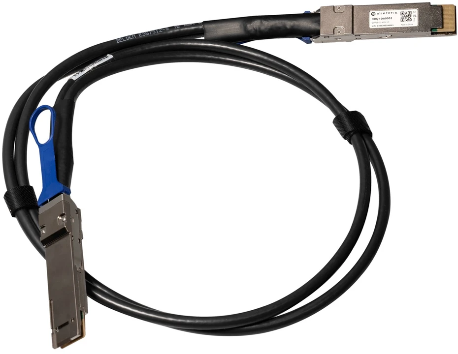 Mikrotik DDQ+DA0001 „InfiniBand“ arba pluoštinis optinis kabelis 1 m QSFP-DD DAC Juoda