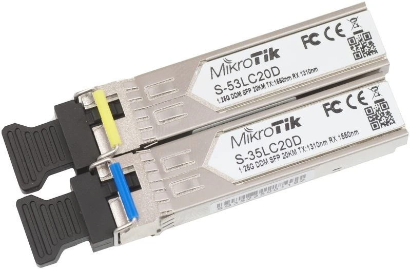 Šakotuvas MIKROTIK MT S-3553LC20D MikroTik S-3553LC20D 1.25G SFP 1xLC (SM) 1310nm/1550nm 20km ( Pair!)