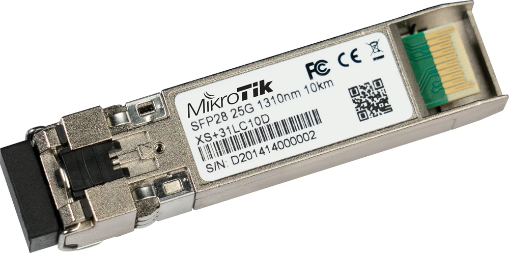 Šakotuvas Mikrotik XS+31LC10D tinklo siųstuvų-imtuvų modulis Optinis pluoštas 25000 Mbit/ai SFP28 1310 nm