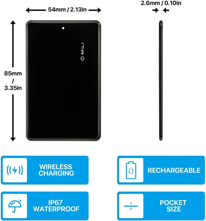„MiLi GPS Bluetooth MiCard Tracker HD-P16-C“ (tik „Apple“) juodos spalvos