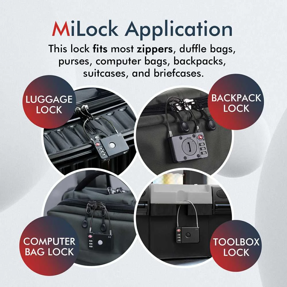 MiLi GPS Bluetooth MiLock Tracker HD-P16-L (tik Apple) bagažo užraktas juodos spalvos