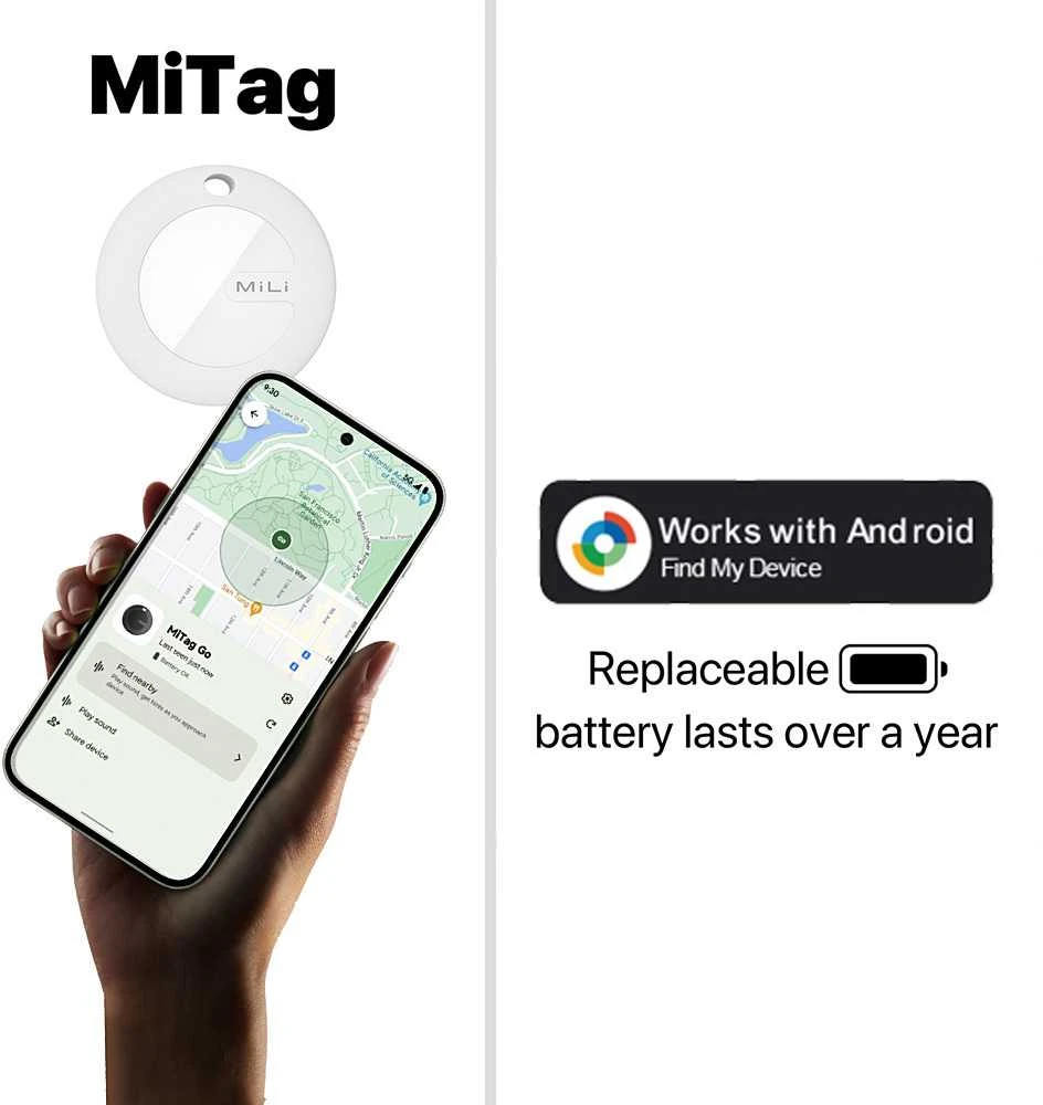 MiLi GPS Bluetooth MiTag Tracker HD-P16 Android + keyring juodos spalvos