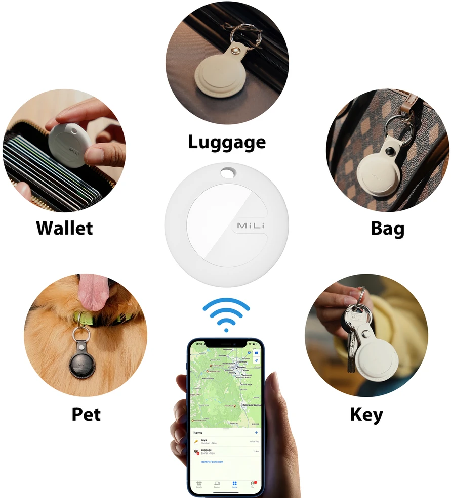 MiLi GPS Bluetooth MiTag sekiklis HD-P16 (tik) + raktų pakabukas juodas