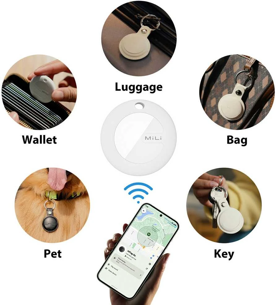 MiLi GPS Bluetooth MiTag Tracker HD-P16 Android + keyring juodos spalvos