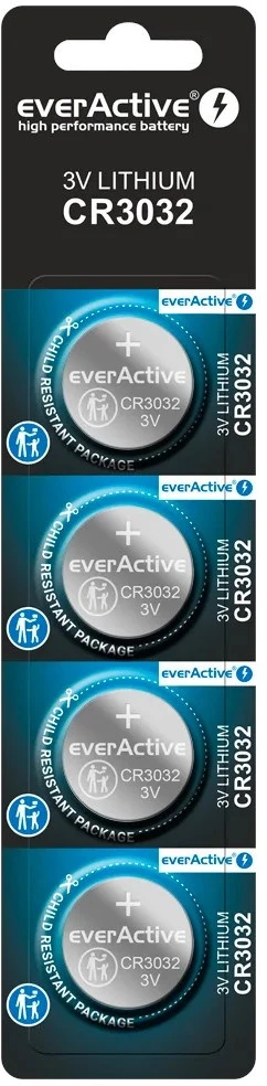 Mini everActive CR3032 ličio baterija – lizdinė plokštelė su 4 vnt.