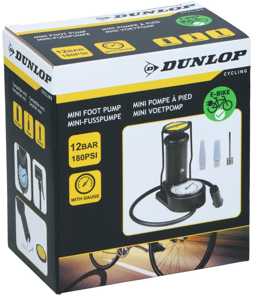 MINI KOJINĖ DVIRAČIO POMPA SU MANOMETRU 180 PSI 2 ADAPTERIAI ADATA DUNLOP 480862