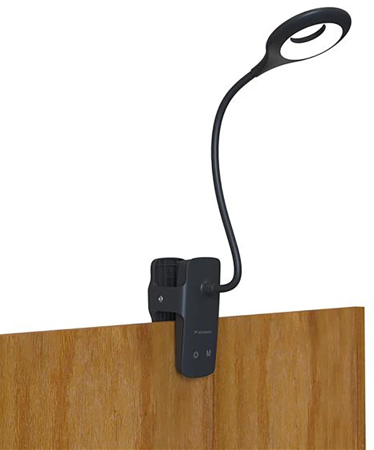 Mini Wozinsky belaidė LED skaitymo lempa su segtuku + USB-C laidas – Juodas