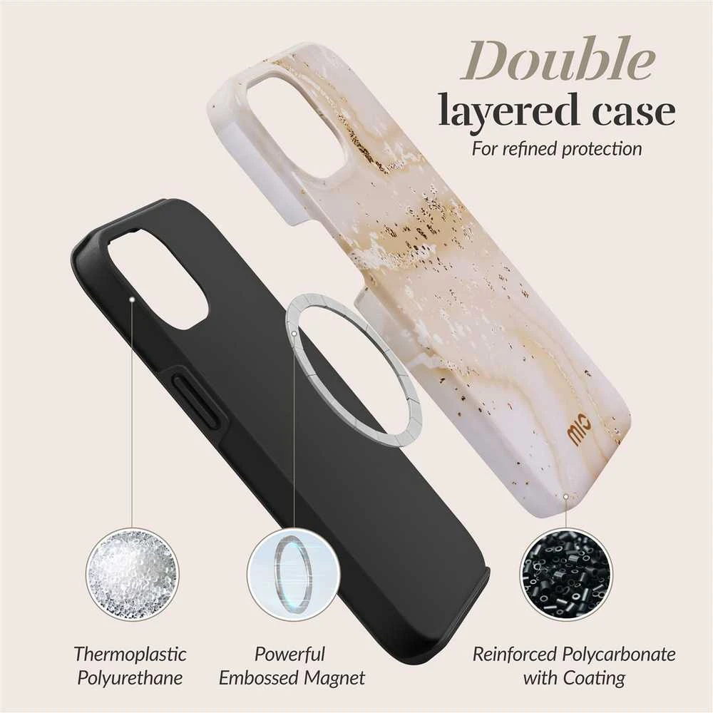 Dėklas MIO Gold Marble Magsafe Compatible for iPhone 16 Plus