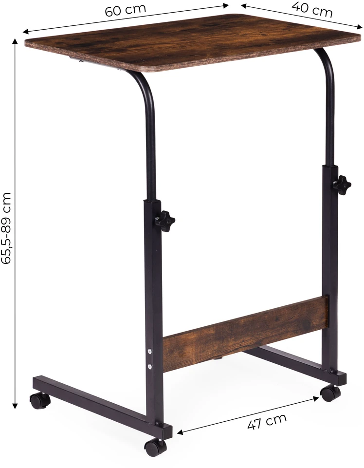 Mobile laptop table – side desk for armchair in aged walnut finish, ModernHome