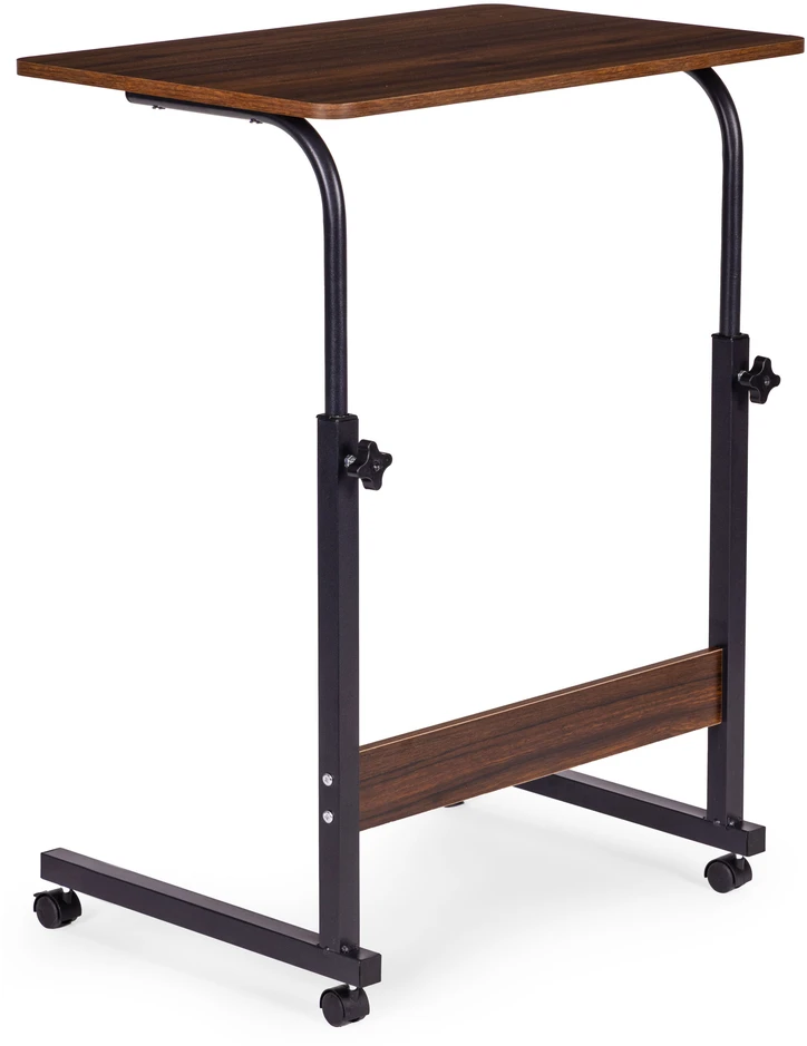 Mobile laptop table – side desk for armchair and sofa in dark walnut finish, ModernHome