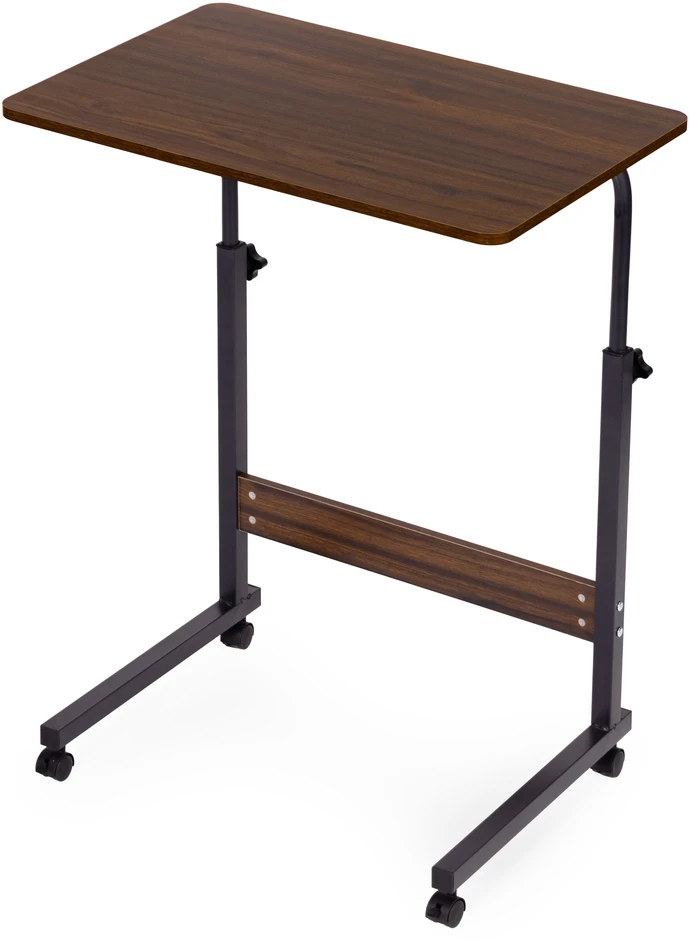 Mobile laptop table – side desk for armchair and sofa in dark walnut finish, ModernHome