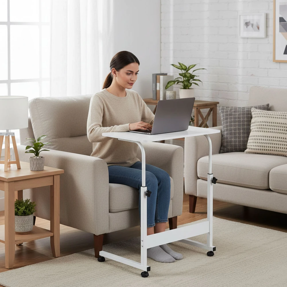Mobile laptop table – side desk for armchair and sofa in baltos spalvos, ModernHome