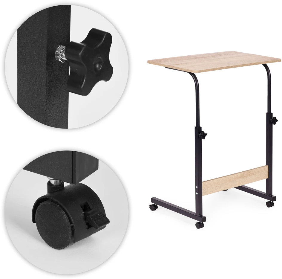 Mobile laptop table – side desk for armchair in light oak color, ModernHomedąb ModernHome