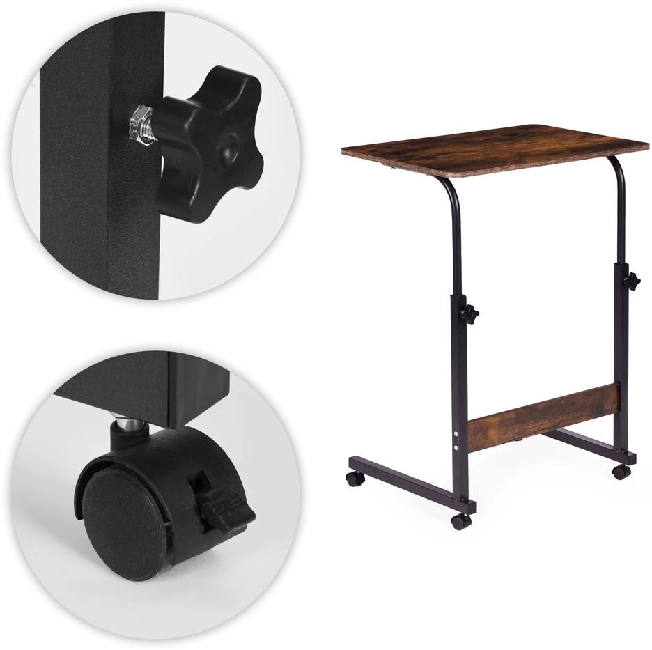 Mobile laptop table – side desk for armchair in aged walnut finish, ModernHome