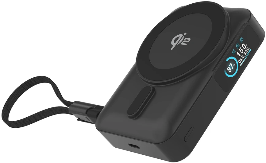 Nezatříděno Mobile Origin 10000 mAh Qi2 TFT Ekranas Semi-solid PowerBank PB19 – USB-C Cable Juodas