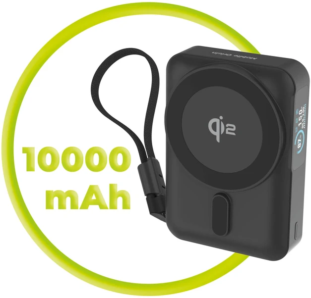 Nezatříděno Mobile Origin 10000 mAh Qi2 TFT Ekranas Semi-solid PowerBank PB19 – USB-C Cable Juodas