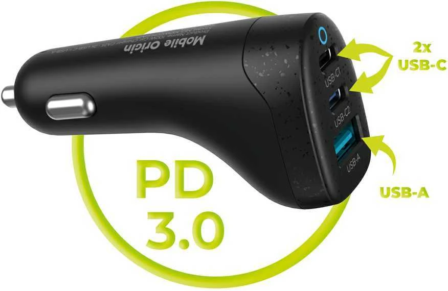 Mobile Origin 100 W automobilinis įkroviklis CA25 - 2x USB-C + USB-A