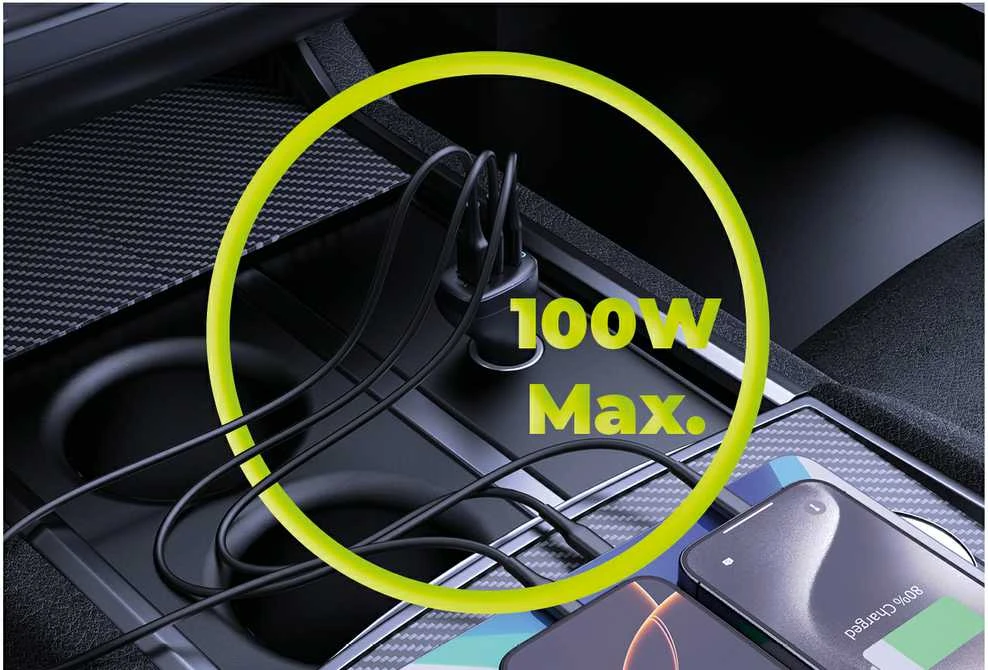 Mobile Origin 100 W automobilinis įkroviklis CA25 - 2x USB-C + USB-A