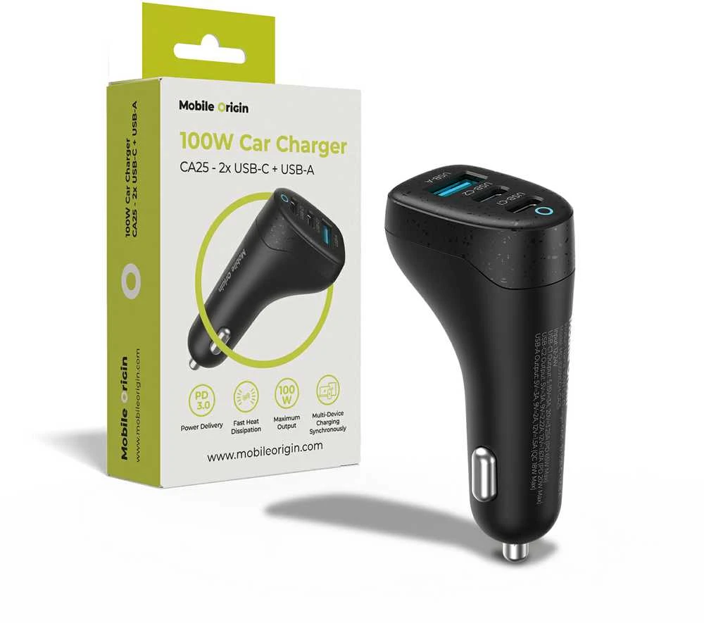 Mobile Origin 100 W automobilinis įkroviklis CA25 - 2x USB-C + USB-A