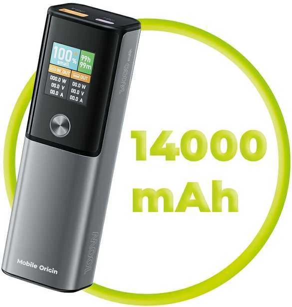 Mobile Origin 100 W PD 14 000 mAh išorinis akumuliatorius su ekranu PB12 - USB-C + USB-A