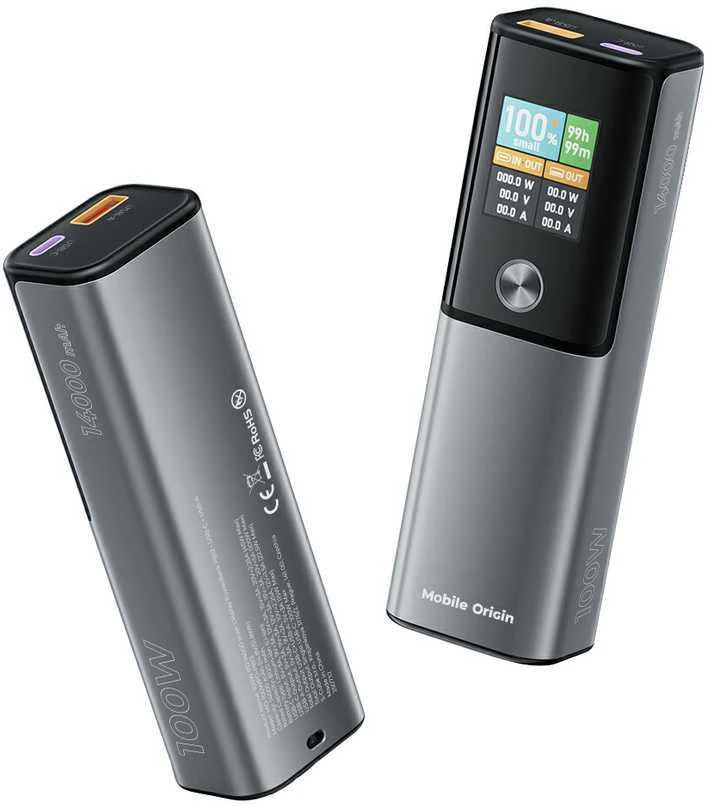 Mobile Origin 100 W PD 14 000 mAh išorinis akumuliatorius su ekranu PB12 - USB-C + USB-A