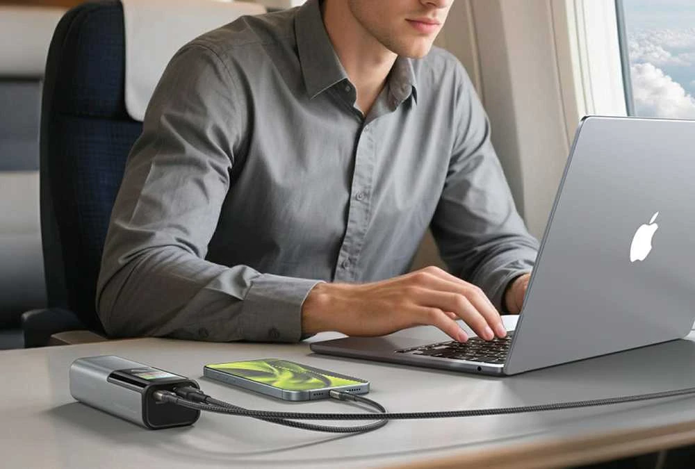 Mobile Origin 100 W PD 14 000 mAh išorinis akumuliatorius su ekranu PB12 - USB-C + USB-A