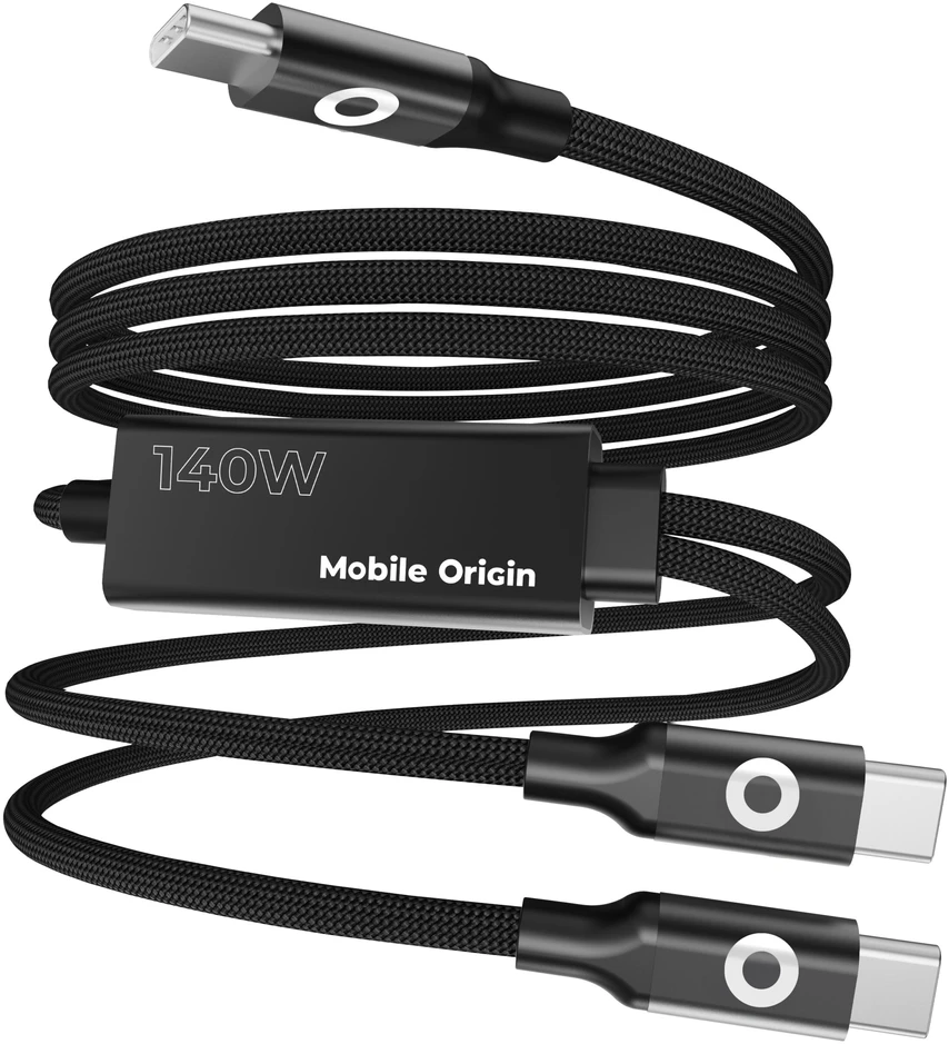 „Mobile Origin“ 140 W dvigubo įkrovimo USB-C laidas 1,2 m CB10