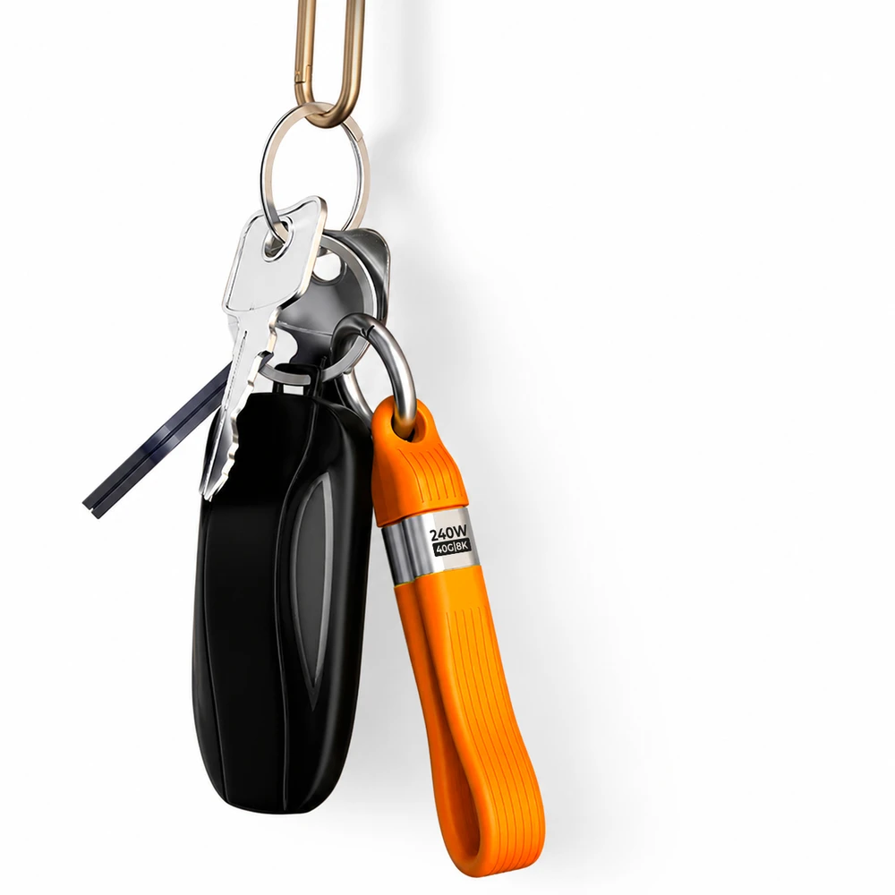 Mobile Origin 240W 40Gbps 8K USB-C Keychain Cable CB17 Oranžinis