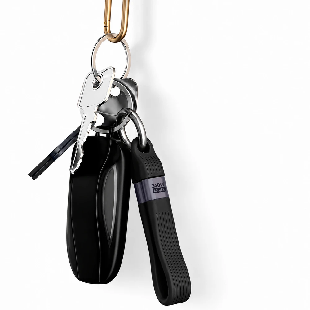 Mobile Origin 240W 40Gbps 8K USB-C Keychain Cable CB17 Juodas