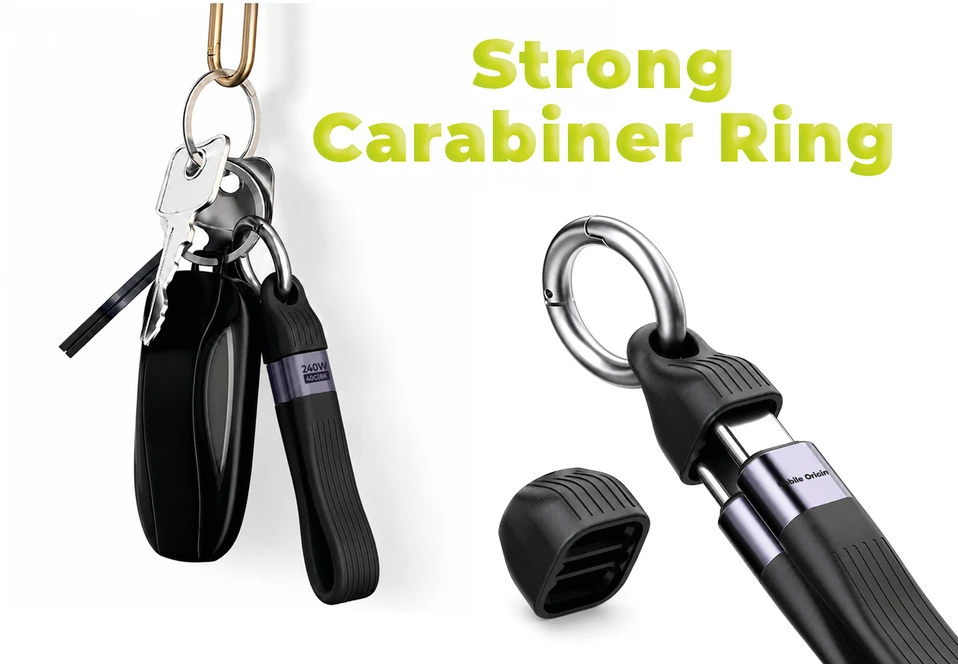 Mobile Origin 240W 40Gbps 8K USB-C Keychain Cable CB17 Juodas