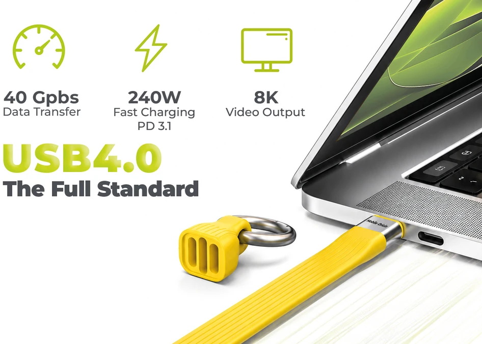 Mobile Origin 240W 40Gbps 8K USB-C Keychain Cable CB17 Geltona