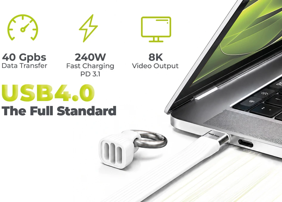 Mobile Origin 240W 40Gbps 8K USB-C Keychain Cable CB17 Baltas