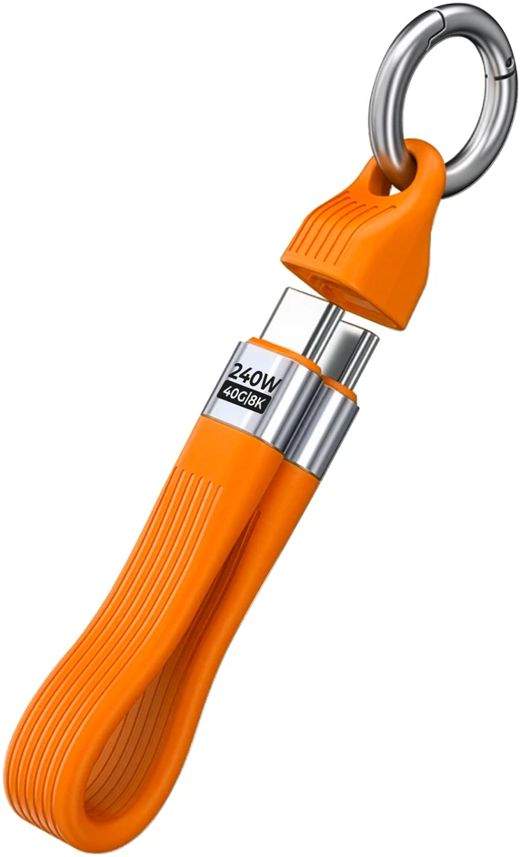 Mobile Origin 240W 40Gbps 8K USB-C Keychain Cable CB17 Oranžinis