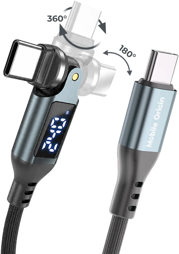 Mobile Origin 240W Ekranas 540° Rotating USB-C to USB-C Cable 1.8 m CB16