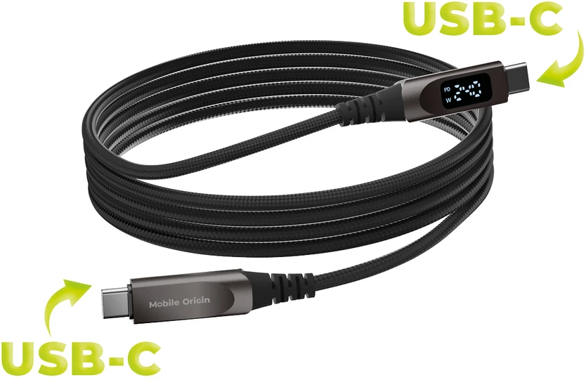 „Mobile Origin“ 240 W „Ekranas“ USB-C į USB-C laidas, 1,5 m, CB4
