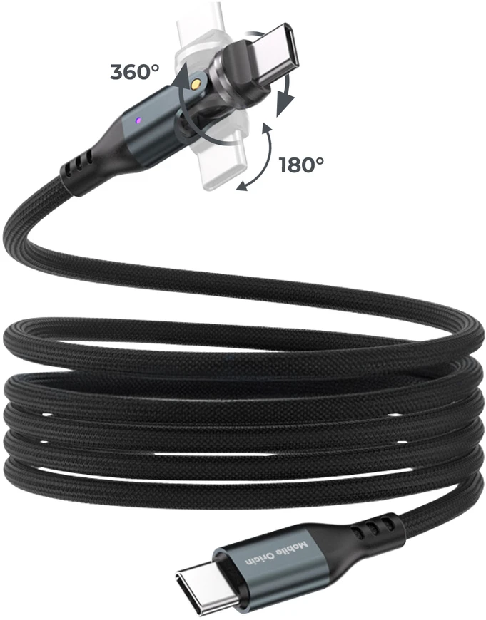 Mobile Origin 240W Magnetic 540° Rotating USB-C to USB-C Cable 1 m CB14