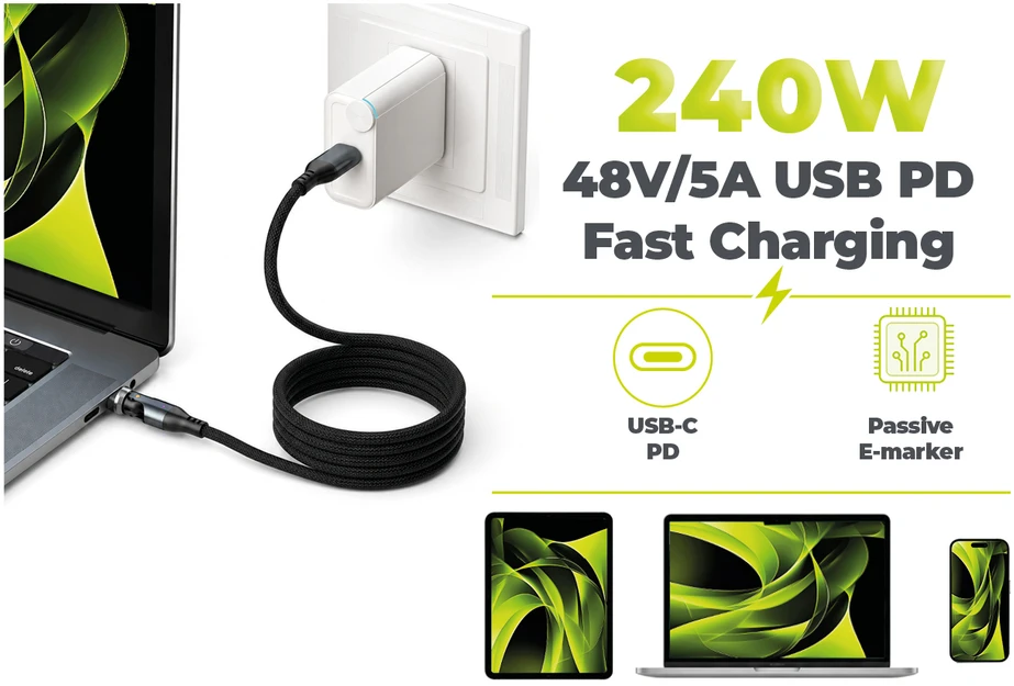 Mobile Origin 240W Magnetic 540° Rotating USB-C to USB-C Cable 1 m CB14