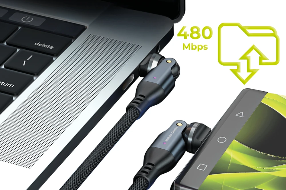 „Mobile Origin“ 240 W besisukantis laidas, 540° USB-C į USB-C, 1 m, CB12