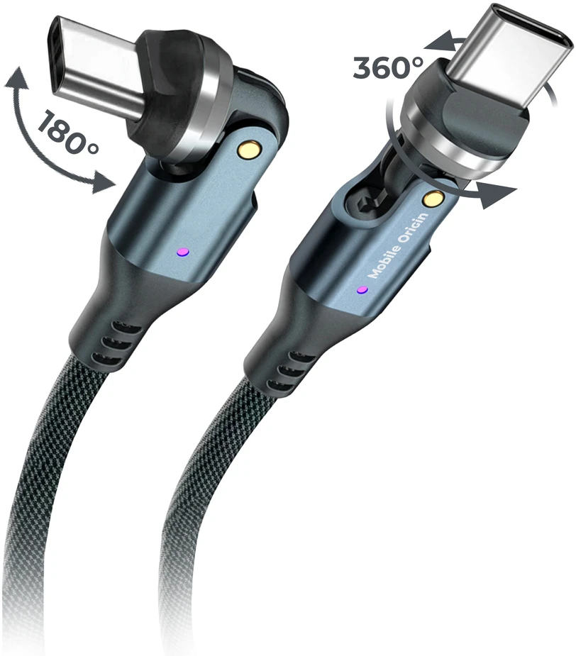 „Mobile Origin“ 240 W besisukantis laidas, 540° USB-C į USB-C, 1 m, CB12