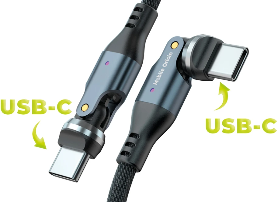 „Mobile Origin“ 240 W besisukantis laidas, 540° USB-C į USB-C, 1 m, CB12