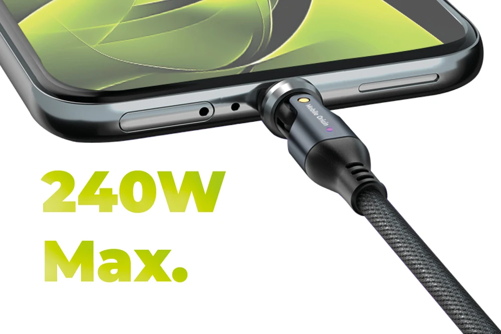 „Mobile Origin“ 240 W besisukantis laidas, 540° USB-C į USB-C, 1 m, CB12