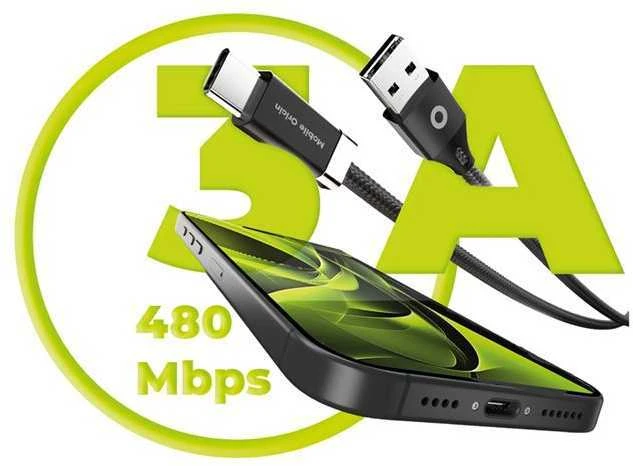 Mobile Origin 27 W magnetinis USB-C į USB-A 1,5 m CB6 maitinimo kabelis