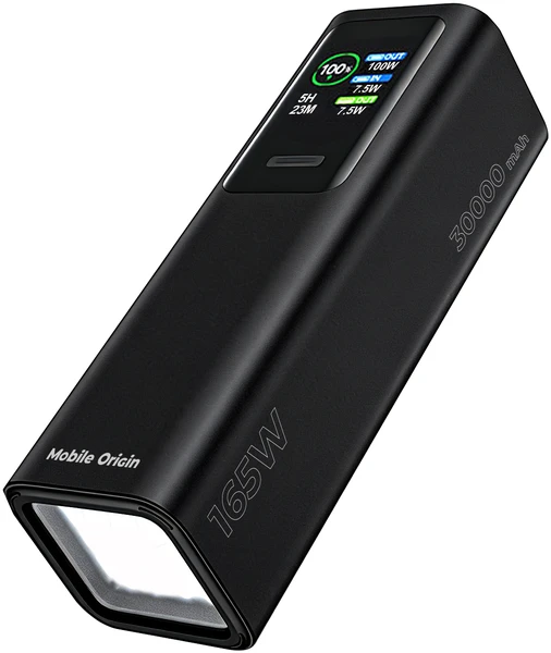 Mobile Origin 30000 mAh išorinė baterija su TFT ekranu ir žibintuvėliu PB17 – 2x USB-C + USB-A