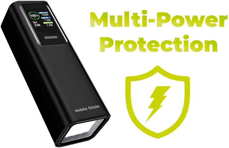 Mobile Origin 30000 mAh išorinė baterija su TFT ekranu ir žibintuvėliu PB17 – 2x USB-C + USB-A