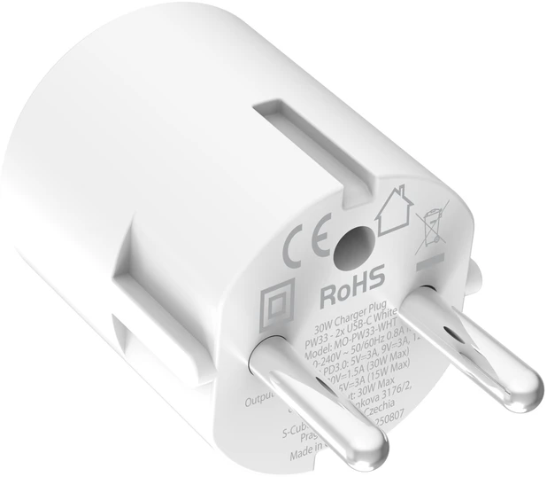 Mobile Origin 30W įkroviklis PW33 - 2x USB-C, baltas