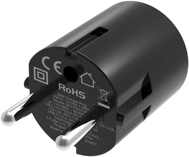 Mobile Origin 30W įkroviklio kištukas PW33 - 2x USB-C, juodas