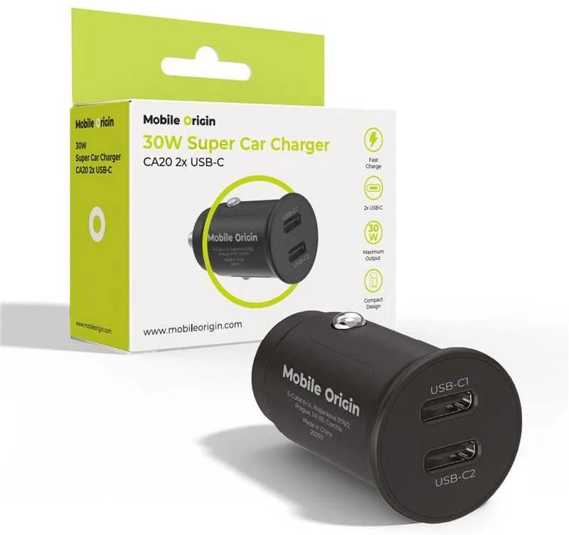 Automobilinis įkroviklis Mobile Origin 30W Super Car Charger CA20 - 2x USB-C