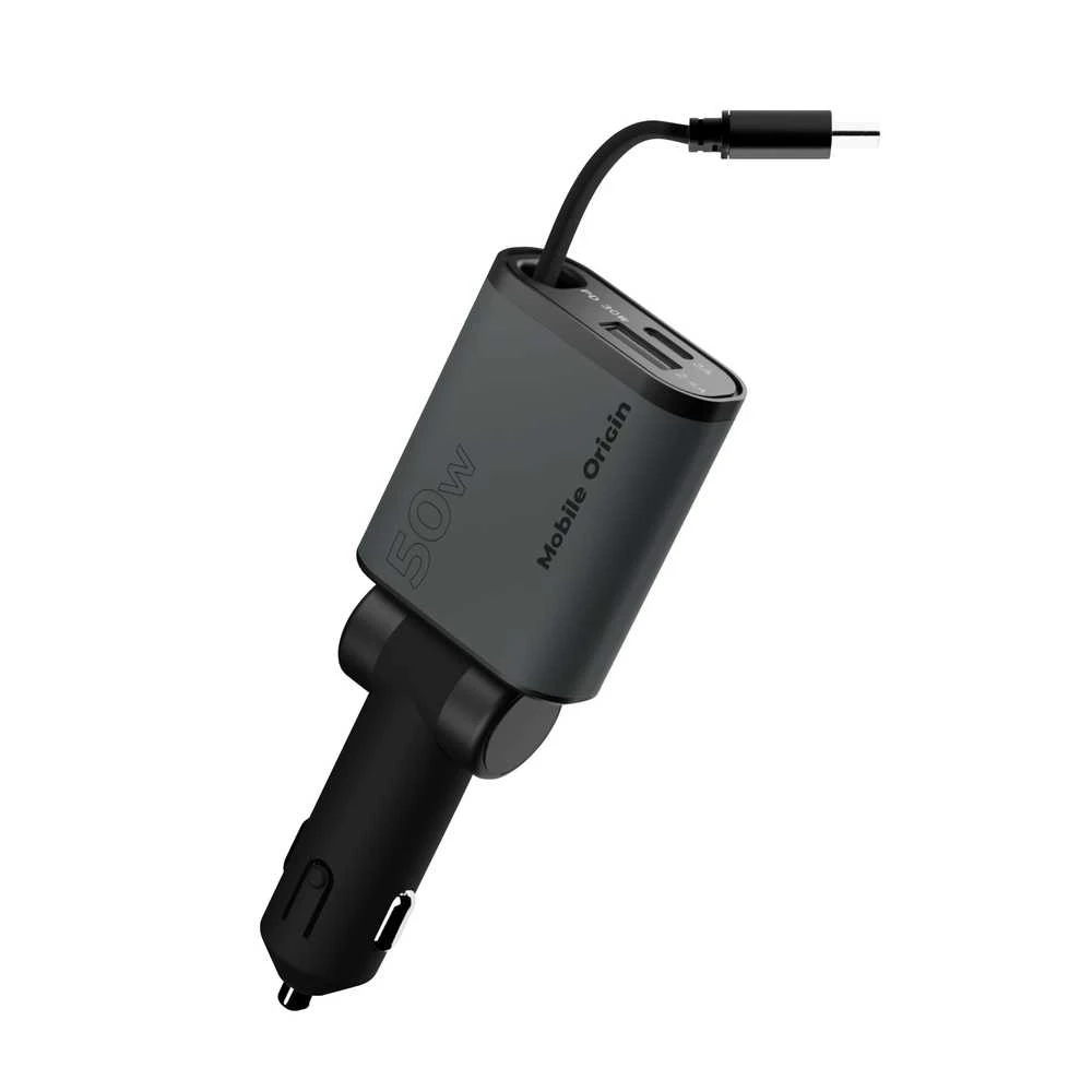 Mobile Origin 3in1 50W automobilinis įkroviklis CA27 – USB-C + USB-A, USB-C Cable