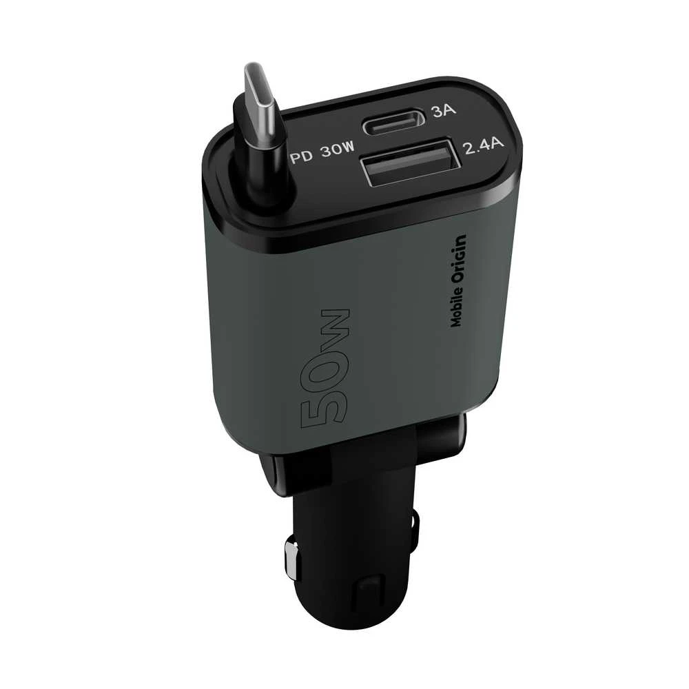 Mobile Origin 3in1 50W automobilinis įkroviklis CA27 – USB-C + USB-A, USB-C Cable
